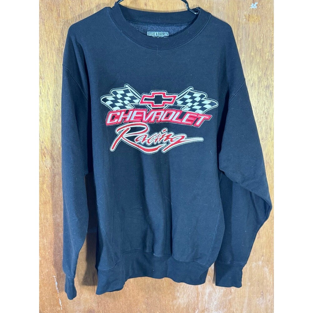 Steve & Barry's Black Crewneck Sweater with Red and White Design